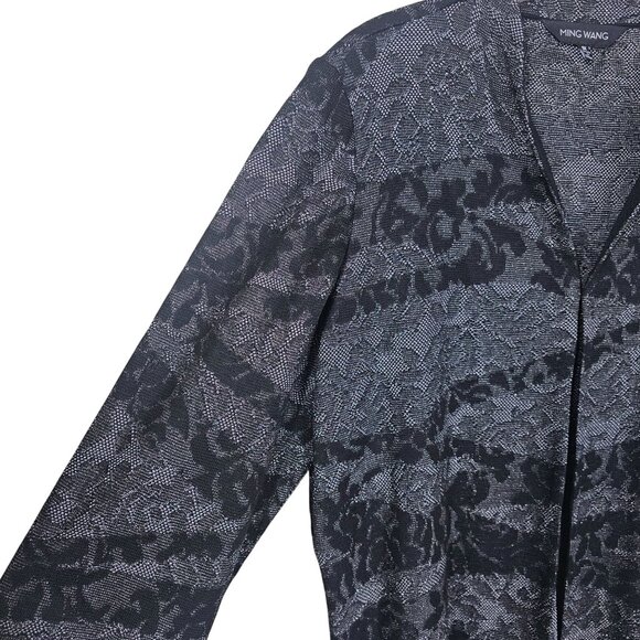 Ming Wang Knit Cardigan Jacket 1X Black & Gray Metallic Topper Cocktail Office - Picture 11 of 11